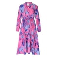 thumbnail image 4 of Holloyiver Women Bandage Fold Long Sleeve Causal Floral Printing Long Dress S-2XL, 4 of 8