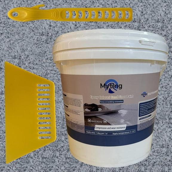 Epoxy Colored Sand Floor Paint, Epoxy Floor Paint High Gloss Marble Effect Coating for Indoor and Outdoor, Wear-resistant and non-slip Self-leveling Coating Blue 35OZ(1KG)