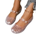 thumbnail image 6 of pwidon Women's Mary Jane Jelly Wedge Sandals Waterproof Closed Toe Slip On Pearl Decor Hollow Out Summer Beach Shoes White 7.5, 6 of 6