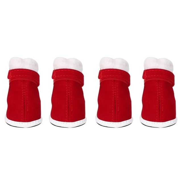 4 zapatos navideños de algodón para mascotas, antideslizantes, con cierre de velcro, para perros y gatos (4 unidades)