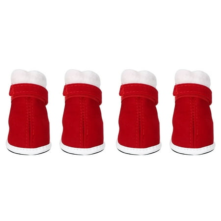 4 Pcs Pet Cotton Christmas Warm Shoes Non- with Hook&loop for Dog Cat Snow Boots(1# ) Wuuuyi
