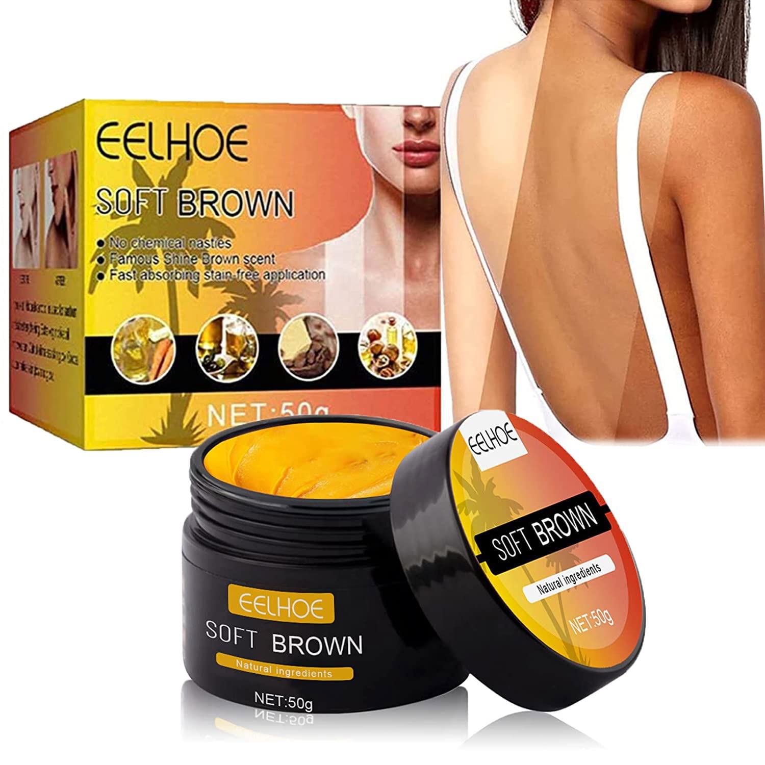 Brown Tanning Gel,Eelhoe Tanning Gel 50 Gram Tanning Cream,Brown