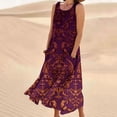 thumbnail image 2 of Giftesty Summer Dresses for Women Sleeveless Cotton and Linen Round Neck Printed Long Dress with Pocket, 2 of 5