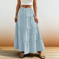 thumbnail image 2 of Diufon Womens Maxi Skirt Summer Casual Ruffle Tiered Elastic Waist Long Skirts Hollowed-out Boho Flowy Skirt, 2 of 9