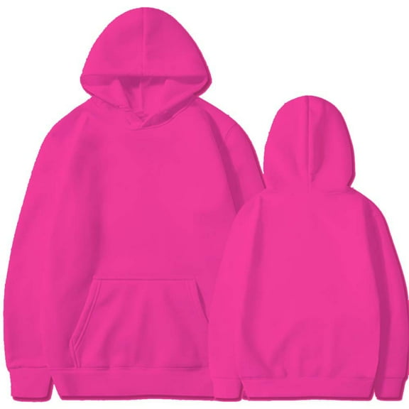 Wangmeiwg Women's Sweatshirts Custom DIY Women Solid Rope Hoodie Long Sleeve Pullover for Casual Wear and Personal Hot Pink S