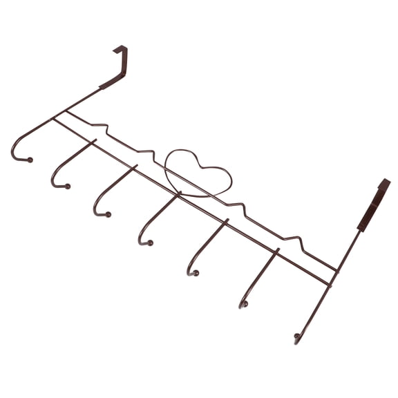 SWETRACE Brown Metal Over The Door Hook Rack, Space-Saving Clothes Hanger for Coats and Jackets