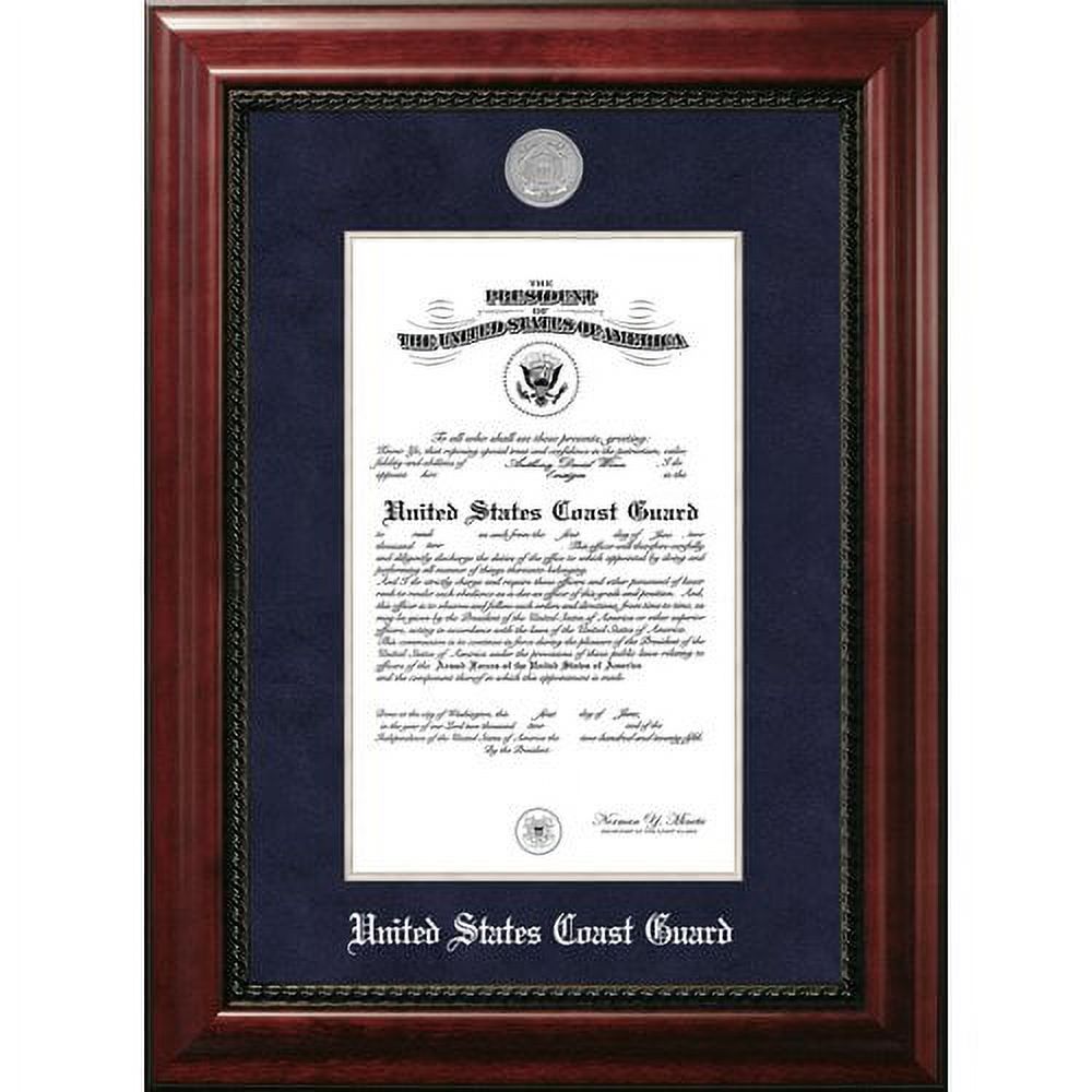 Campus Images CGCEX0018.5x11 8.5 x 11 in. Patriot Frames Coast Guard Certificate Executive Frame with Gold Medallion & Mahogany Filet