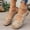 Khaki, variant on Willtoo Women's Woven Bowknot Mary Jane Flats Retro Square-Almond Toe Low Chunky Heel Slippers Non-Slip Comfortable Slip-on Backless Casual Shoes
