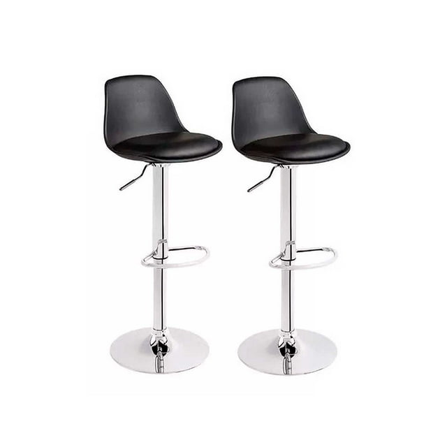 Set de 2 Sillas De Bar Giratorias Con Respaldo Desayunador