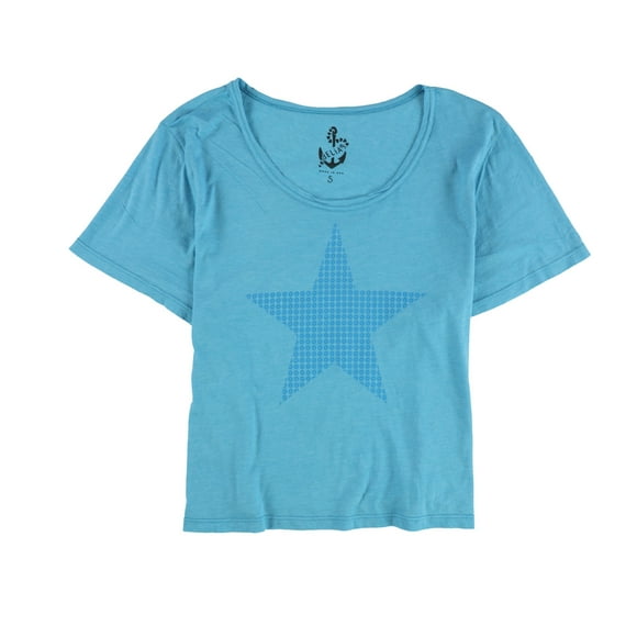 dELiA*s Womens Faux Sequin Star Graphic T-Shirt, Blue, Small