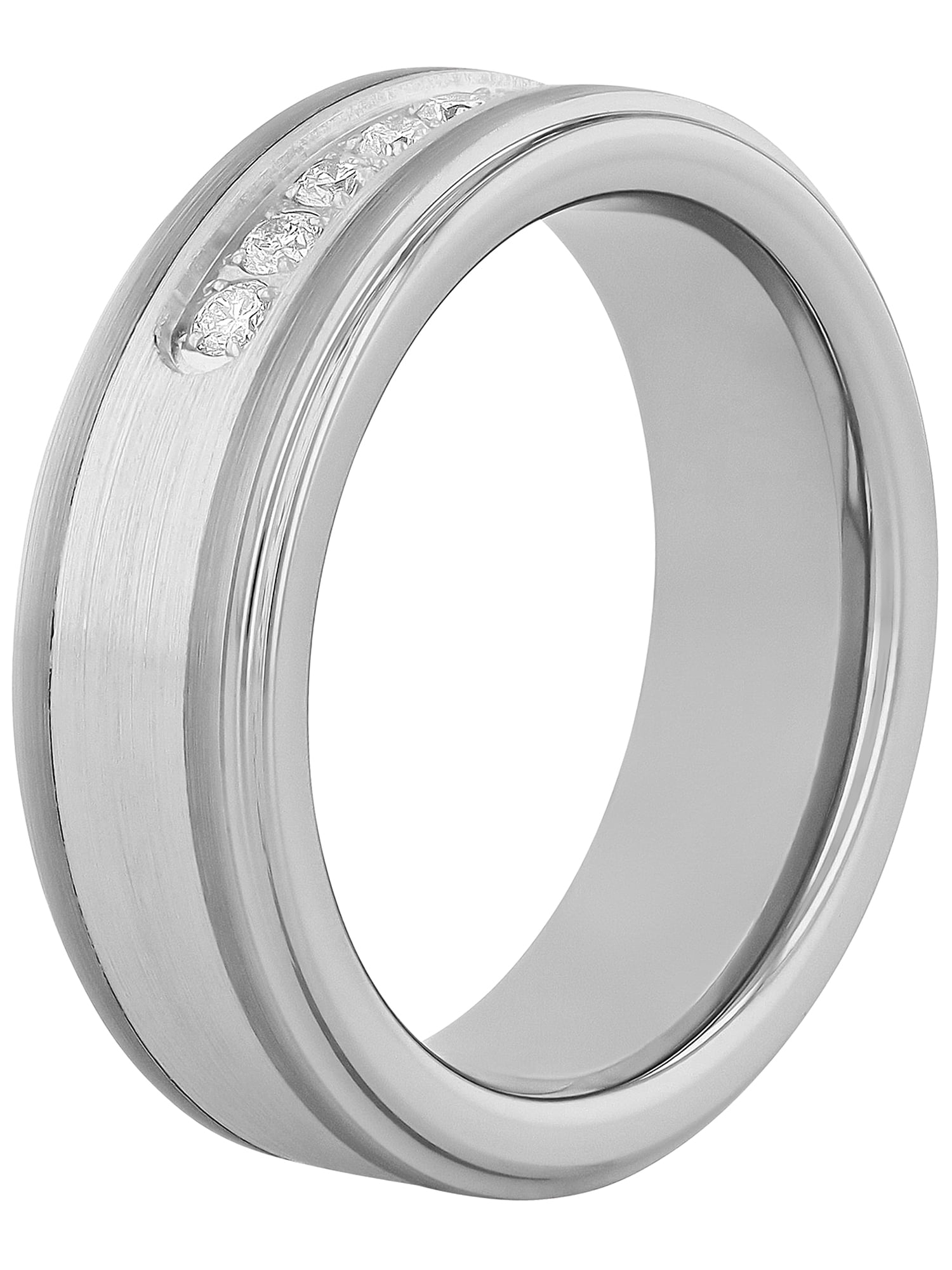 Mens 3/8 ctw Lab-Grown Diamond Tungsten & Stainless Steel Wedding Band - Mens Ring