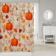 thumbnail image 2 of Manfei Fall Pumpkin Print Shower Curtain 72Wx72L,Maple Leaf Fall Print Bathroom Curtain, 2 of 5