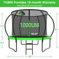 thumbnail image 2 of YORIN Trampoline pour 3-4 Enfants, Trampoline de 10 Pi pour Adultes avec Filet d'Enceinte, Panier de Basketball, Échelle, Capacité de Poids de 1000 Lb, Trampoline Récréatif Extérieur, Trampoline Robuste, 2 of 8