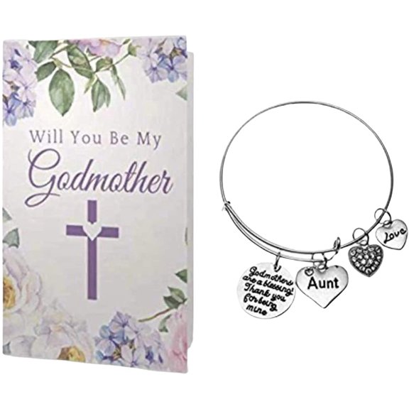 Godmother Bracelet and Card Gift Set- Godmother Gifts - Godmother Aunt Jewelry- Perfect Gift for Godmothers