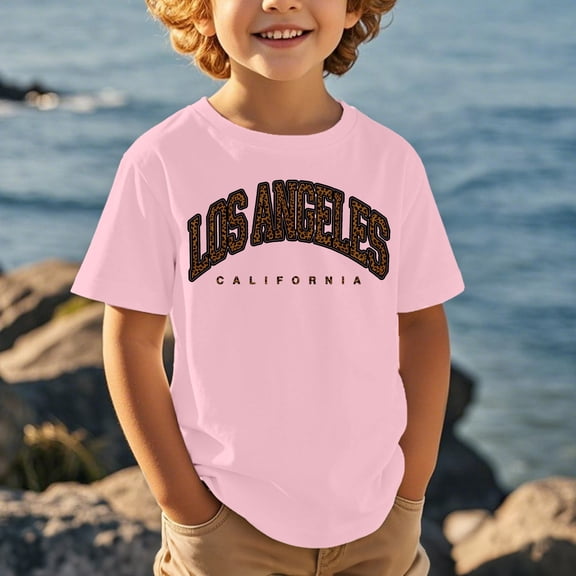 Kid Girls Shirts Los Angeles Graphic T Shirt Short Sleeve Summer Tops Crewneck Tees Cute Shirts for Girls 6-7 Years