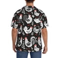 thumbnail image 3 of Lsque Laying Hens And Roosters print Men's Cuban Collar Short Sleeve Shirt Summer Beachwear Casual Button Down Fashionable Vacation Leisure Shirt-X-Large, 3 of 7