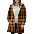 thumbnail image 4 of Plaid Jackets for Women Casual Long Sleeve Shacket Thick Fleece Lined Hooded Coat Warm Coat Winter Outerwear New Fall Jackets for Women Windproof Yellow S, 4 of 7