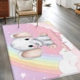 thumbnail image 2 of Area Rugs for Living Room Bedroom, Elephants 4'x6' Rug Washable Carpet Runner Indoor Outdoor, Cute Rainbow Clouds Pink Purple Non Slip Accent Floor Mats Rug for Kitchen, Office, 2 of 8