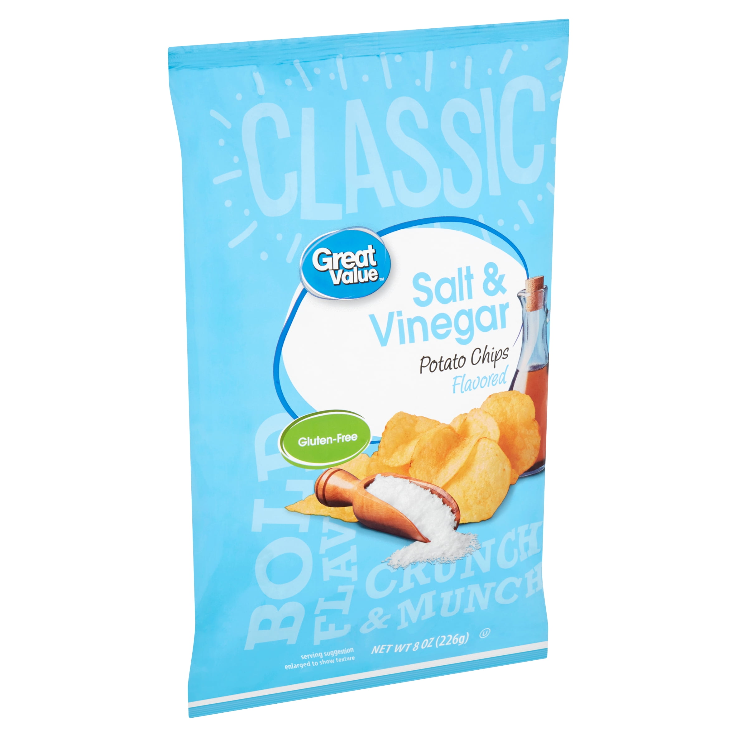 Great Value Salt & Vinegar Flavored Potato Chips, 8 oz