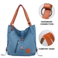 thumbnail image 3 of Bolso bandolera de lona, se puede llevar en dos hombros, espalda y diagonal. Azul claro, 3 of 5