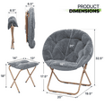 thumbnail image 2 of Magshion Set of 2 Folding Saucer Chair and Footrest Stool Set, Soft Faux Fur Oversized Accent Chair, Metal Frame Moon Chair for Bedroom Living Room, Gray, 2 of 11