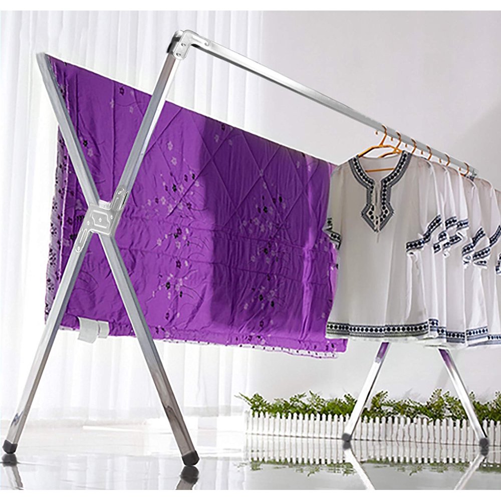 Decor Hut Laundry Drying Rack Chrome Foldable Indoor and