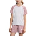 thumbnail image 2 of ITSAME Girls Athletic Outfits 2-Piece Quick-Dry Short Sleeve Top and Shorts Set Kids Comfy Sportswear Pink Size 14, 2 of 9