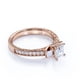 thumbnail image 3 of JeenMata Anillo de Compromiso Clásico de Moissanita de Corte Princesa de 1 Quilate, Estilo Vintage, con Cuentas, Tres Piedras, Estilo Victoriano, en Oro Rosa de 18 K sobre Plata, 3 of 6