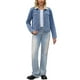 thumbnail image 2 of Chaquetas de mezclilla para mujeres con cuello de piel sintética, forradas de forro polar, chaqueta de mezclilla gruesa de invierno XL azul, 2 of 6