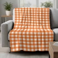 thumbnail image 2 of Orange Blanket Soft Cozy Warm Throw Blanket for Couch, Plush Fuzzy Flannel Fleece Blankets for Sofa, Country French Rustic Buffalo Plaid Modern Art Bed Blankets Lightweight Gifts for Women, 50"x60", 2 of 9