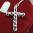 thumbnail image 6 of 2.00Ct Round Cut VVS1 Moissanite Cross Pendant Necklace – 14K White Gold Plated Sterling Silver Religious Charm with 18" Free Chain – Graduation & Faith Jewelry, 6 of 6