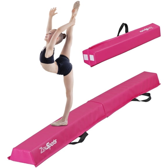 WSSYzyzf 6FT Folding Balance Beam, Non-Slip Base Gymnastics Practice Training Beam, Pink