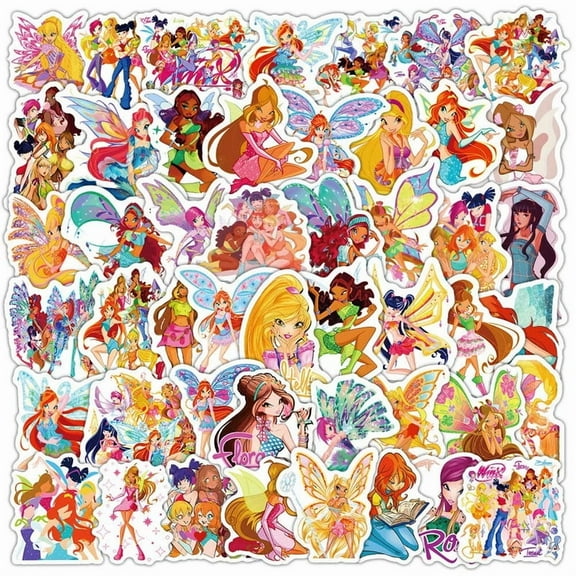 100Pcs Winx Club Stickers for Kids Gifts Water Bottle Cup Laptop Guitar Car Bike Skateboard Luggage Box Waterproof