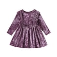 thumbnail image 2 of WOLLED Baby Girls Velvet Ruffle Dress Toddler Pageant Party Gown Spring Fall Long Sleeve Wedding Evening Dress 9M-4Y Winter Christmas A-Line Vintage Dresses, 2 of 9