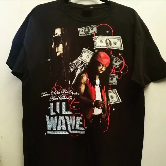 Lil Wayne Rapper Graphic T-Shirt, Hip Hop Money Shirt, Rap Music Tee,Black Color,Size 3XL