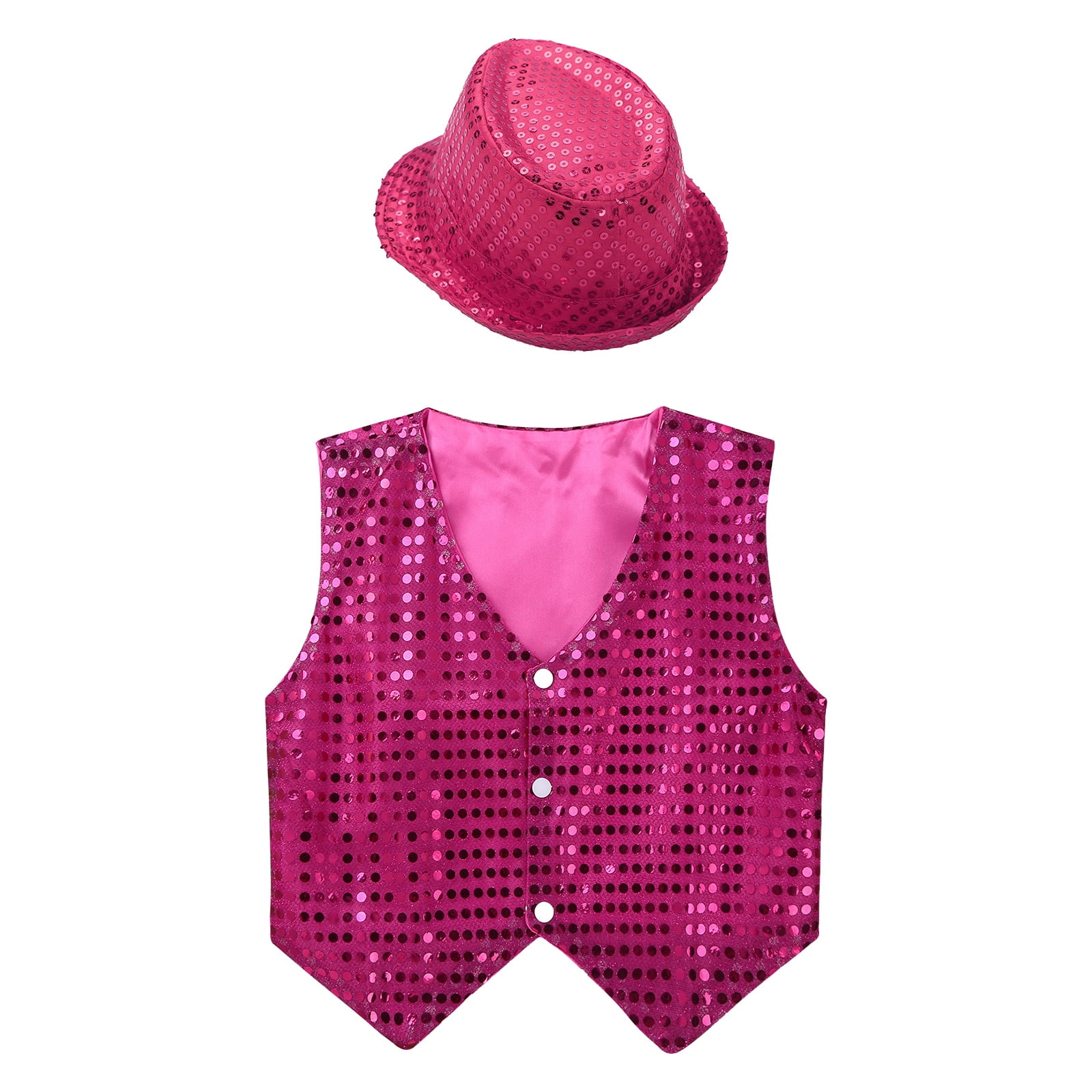 Kids Boys Velvet Sequin Vest Sleeveless Jazz Dance Jacket Girls Shiny Button Waistcoat With Bowtie And Hat - Product Details
