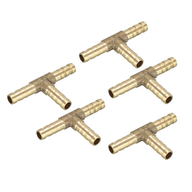 Conector Adaptador En Forma De T De Púas De Latón De 6mm Unión De 3 Vías Para Manguera De Agua Aire Gasolina Gas 5 Pzas