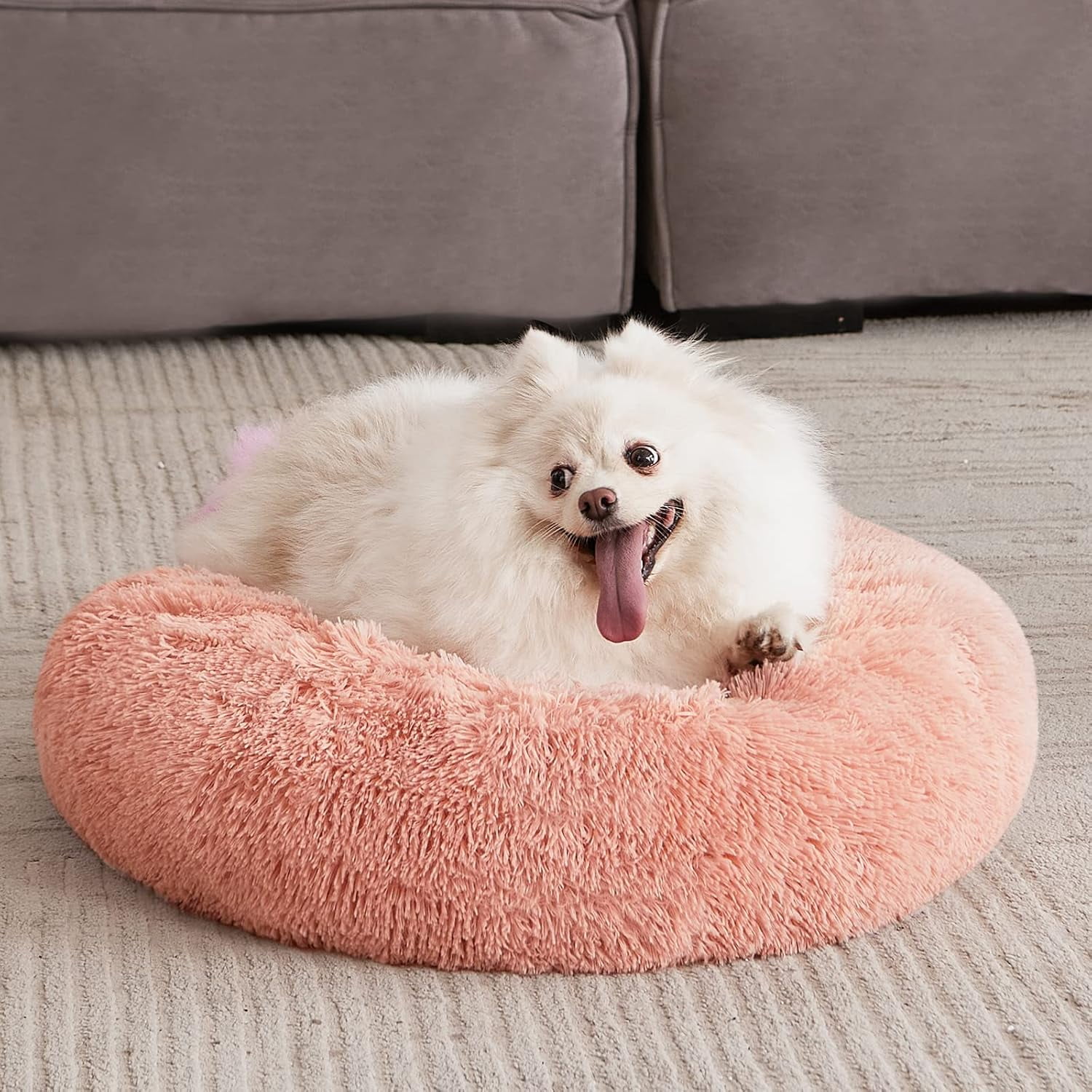 Orthopedic Dog Bed Comfortable Donut Cuddler Round Pet Beds Ultra Soft Washable Dog and Cat Cushion (20''/23''/30'') (23'', Brown)