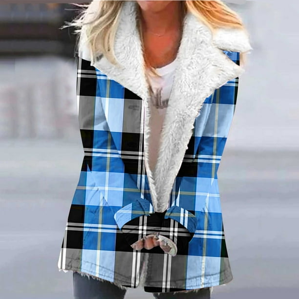 Puntoco-Chaqueta de talla grande para mujer, chaqueta con solapas de botones de felpa compuesta cálida de invierno, prendas de vestir, abrigo, liquidación de Navidad Puntoco Puntoco-4046