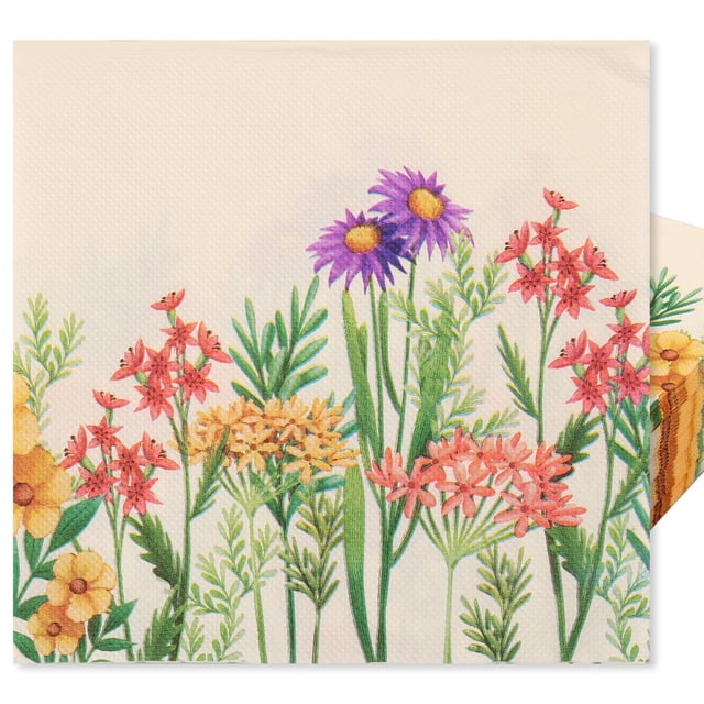 100 Pcs Serviettes en Papier Fleur 2 Couches Rétro Floral Serviette d'Invité Réutilisable Plante Fleur Serviette à Main Décorative Fête Dessert Serviettes de Table Absorbantes Vintage pour Fête