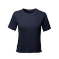 thumbnail image 1 of Women's Basic Solid Round Neck Chest Pocket Short Sleeves Top, 1 of 4