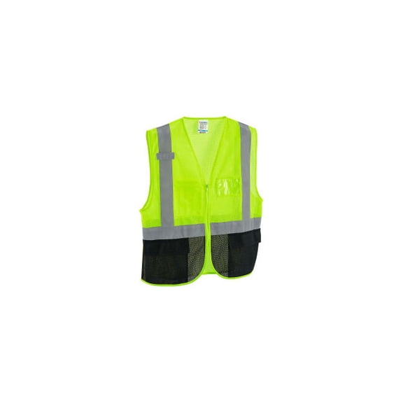 Global Industrial Class 2 Hi-Vis Safety Vest 3 Pockets Mesh Lime/Black 4XL/5XL