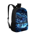thumbnail image 2 of Binienty Blue Lightning Dinosaur 17 Inch School Backpack With Front Zipper Pocket Side Mesh Pouches Durable Bookbag For Teens Daily Class Travel Supplies Storage Bag, 2 of 6