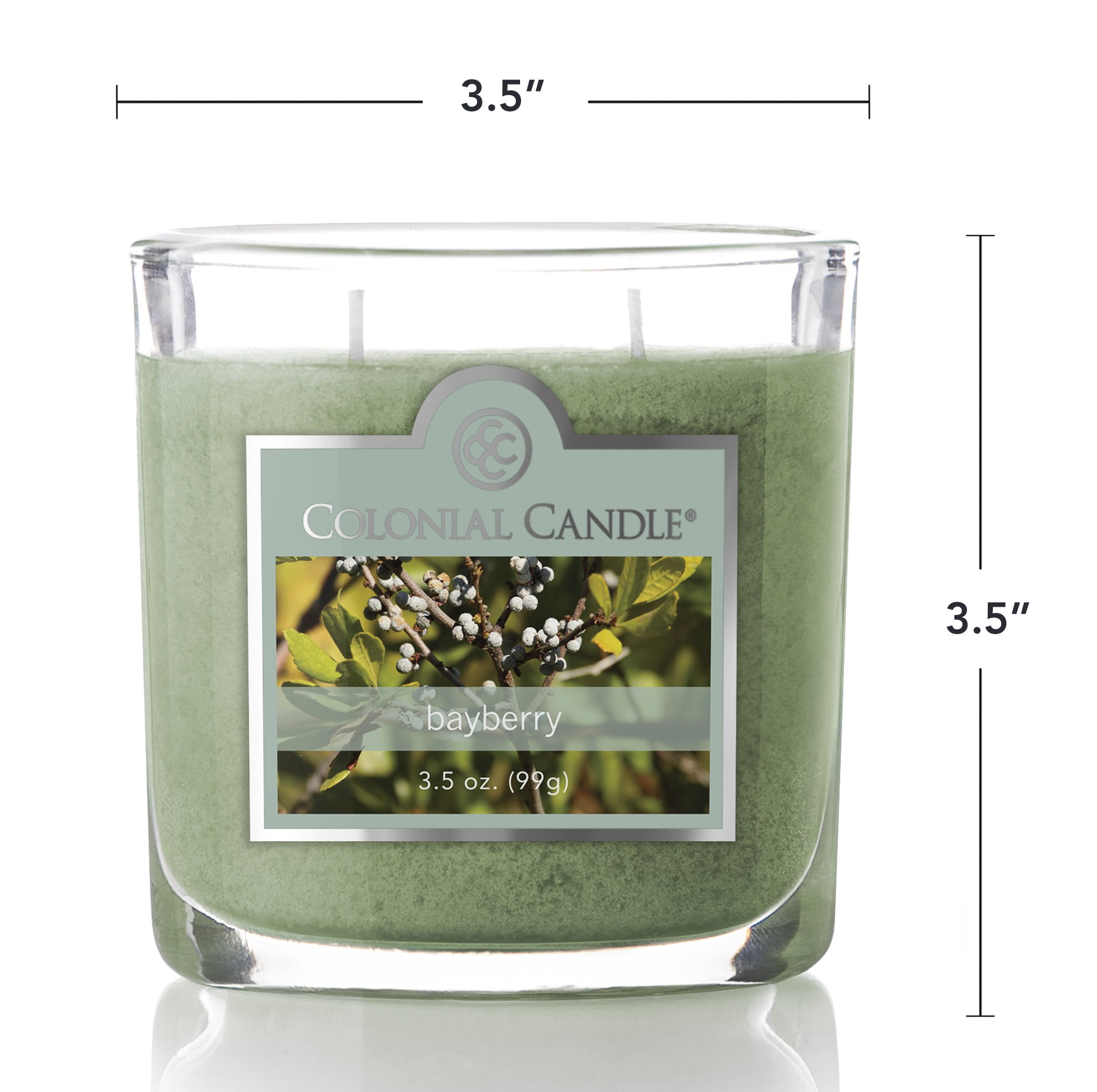 Colonial Candle Bayberry Scented Jar Candle - Classic Ovals - 2 Wick - 3.5 oz - 20h Burn