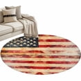 thumbnail image 2 of Independence Day Washable Round Area Rug 3 ft, Retro Country American Flag, Soft Non Slip Rugs Stain Repellent Indoor Felt Carpet for Living Dining Room Bedroom Home Office, 2 of 9