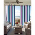 thumbnail image 4 of Blue Purple Stripe Blackout Curtains, Light Blocking Print Window Curtains, Gradient Geometric Vertical Striped Thermal Insulated Window Drapes for Living Room Kitchen Cafe 2 Panels, 55"W x 39"L, 4 of 9