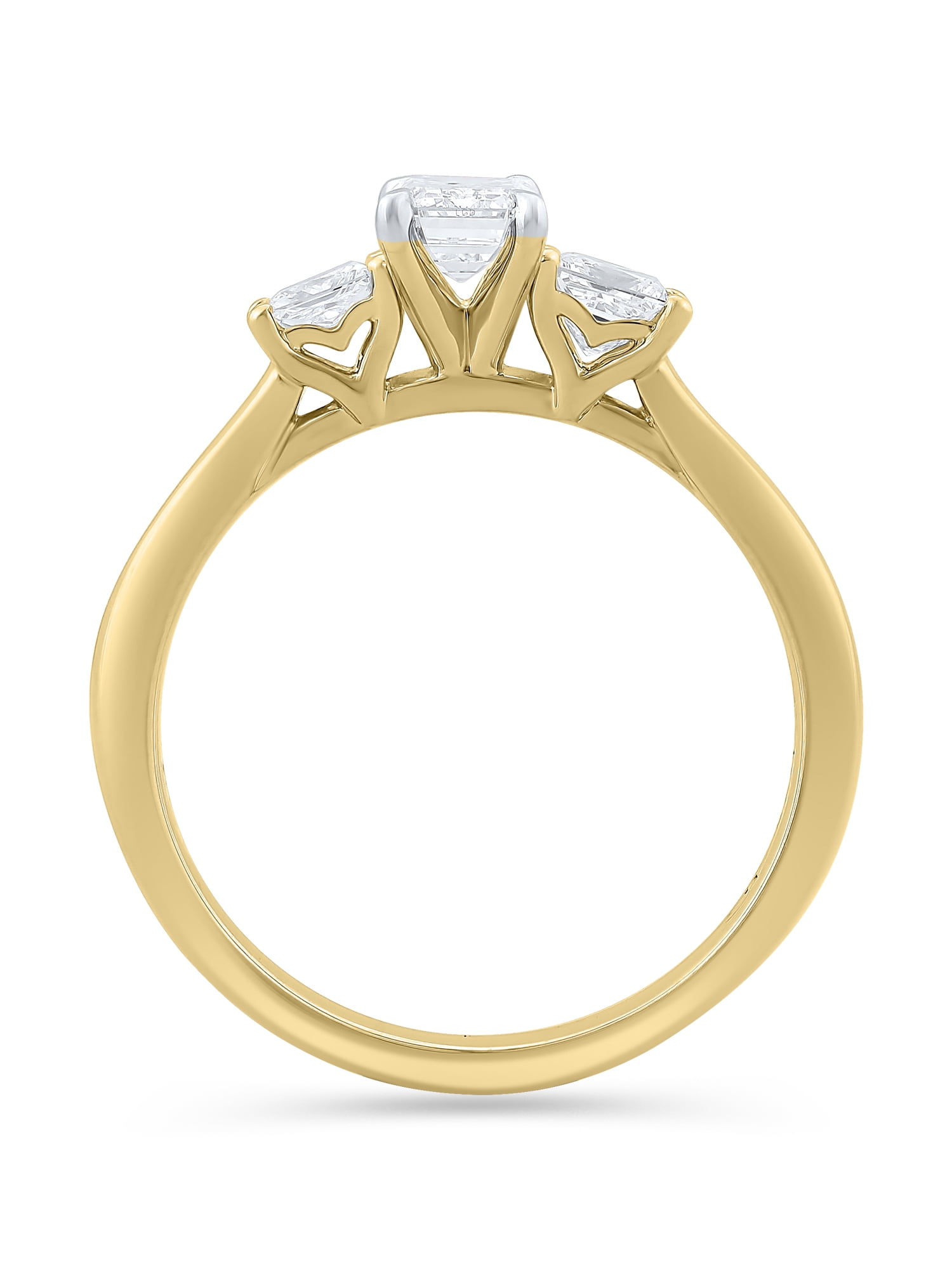 Brilliance Fine Jewelry 1 Carat T.W. Lab Grown Diamond Women 3 Stone Ring in 14KT Gold Plated Silver