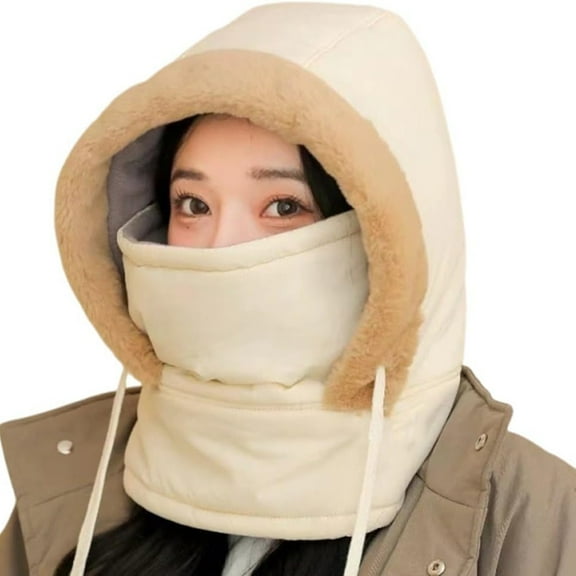 Plush-Lined Thickened Thermal Hat with Face Mask, 3-in-1 Windproof for Winter, Cold Weather Ski Mask for Men & Women