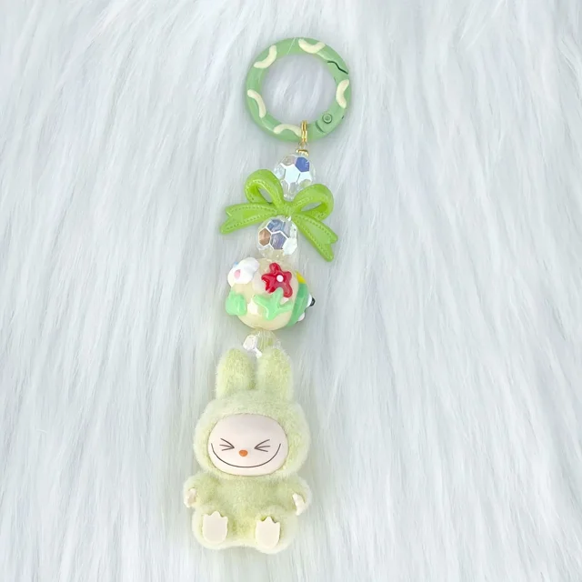 Nuevo llavero de partículas Kawaii de Labubu de Navidad, bolso, llavero con dije para teléfono móvil, regalo de Navidad