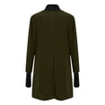 thumbnail image 4 of ZOHIUM Women's Solid Color Single Breasted Patchwork Hem Slit Long Sleeved Top (Army Green,S), 4 of 4